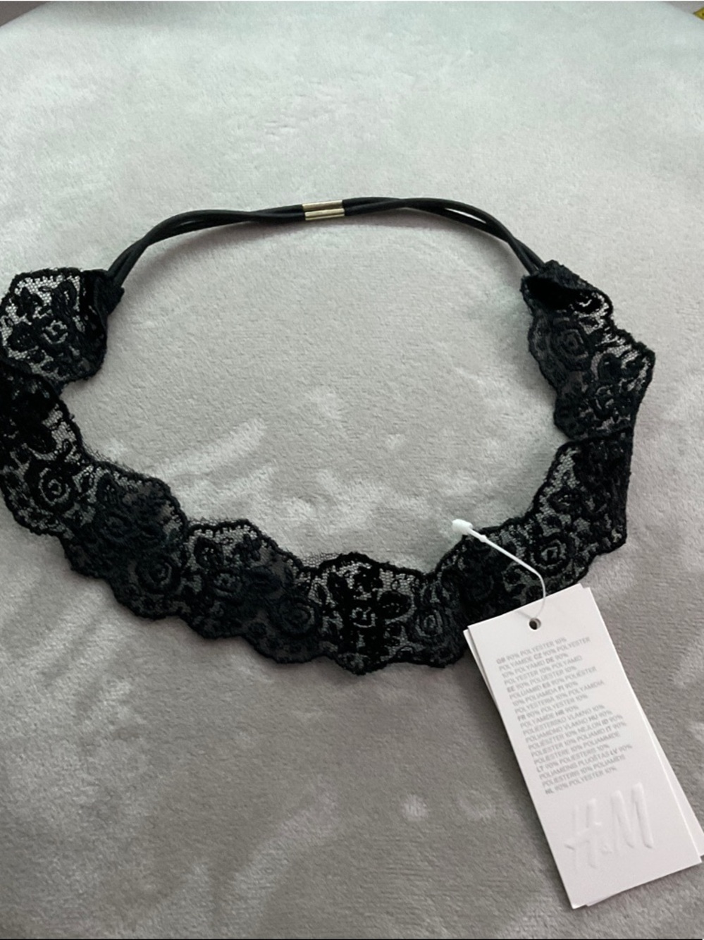 H&M Black Floral Lace Elastic Headband